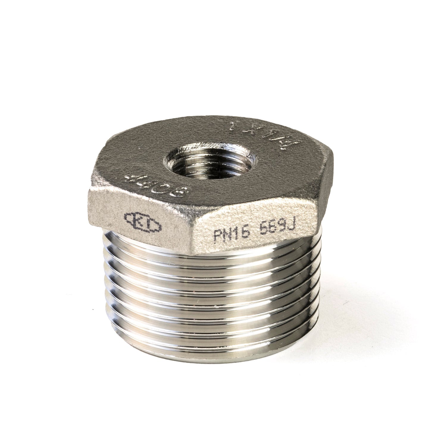 Anillo reductor, acero inoxidable, "cera perdida", rosca macho x rosca hembra, BSP 1" x ¾"