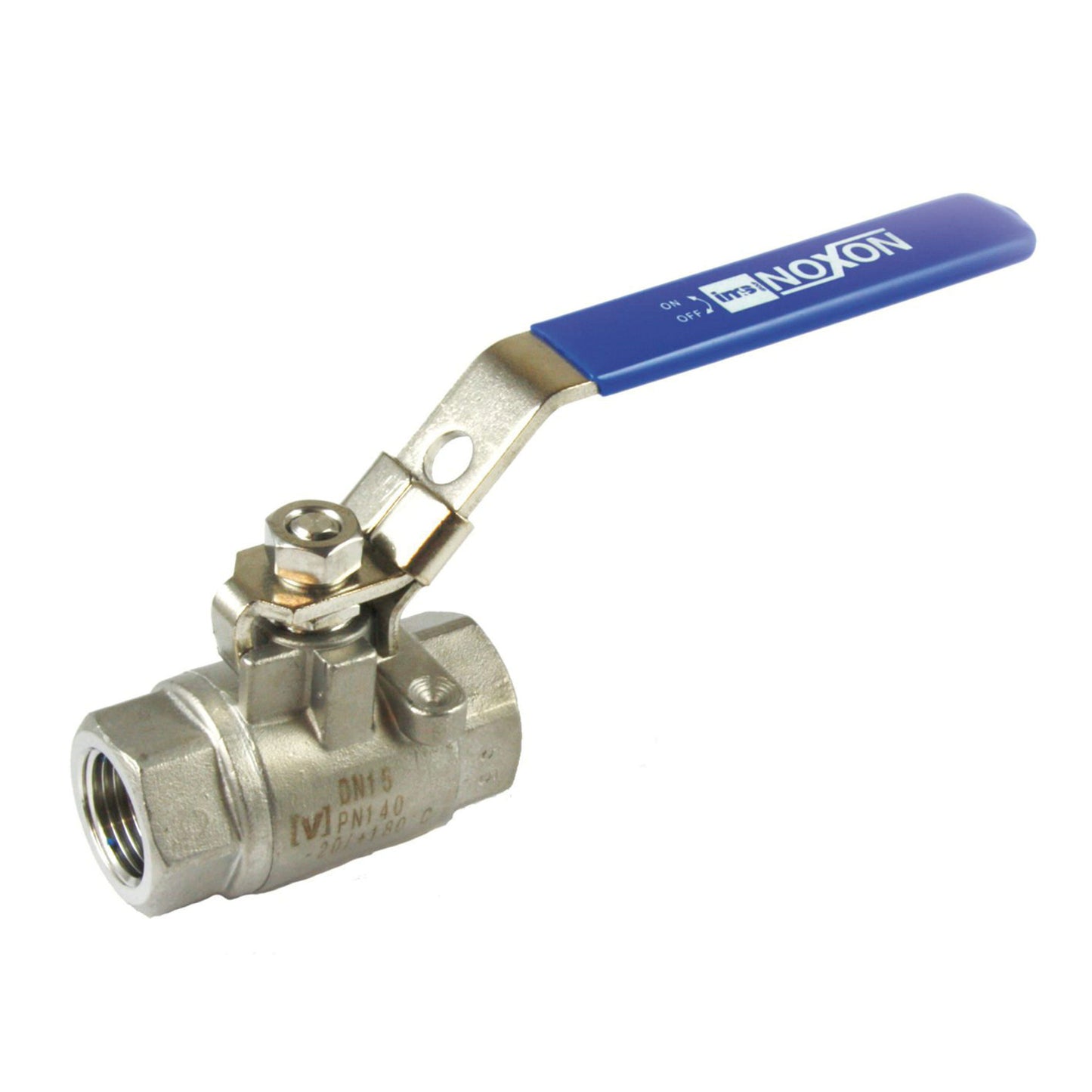 Ball valve, 2-piece, stainless steel, type V201, 2x female thread, 63 bar, full bore, ½"