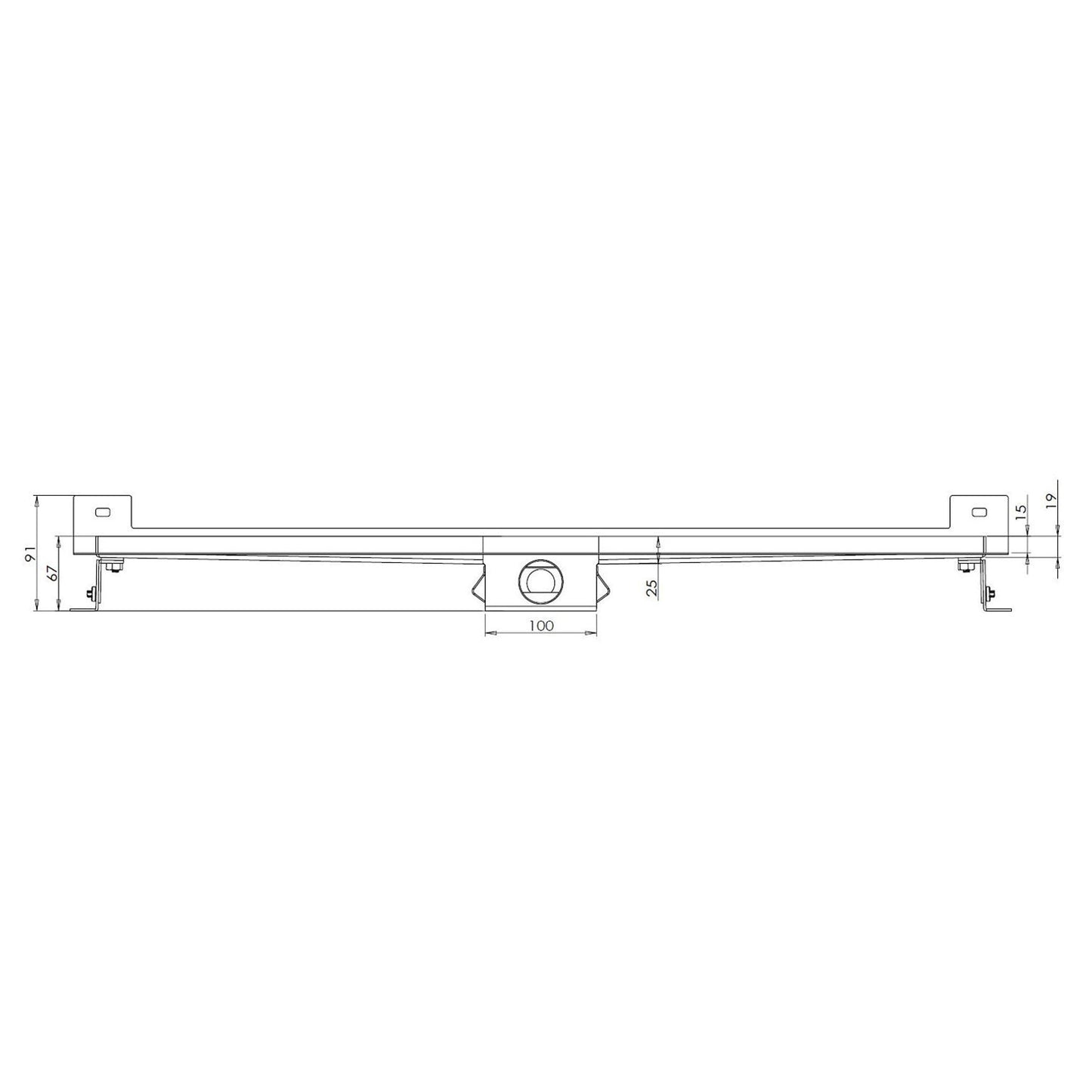 W-drain shower drain, wall version, with flange, including grate, l = 800 mm