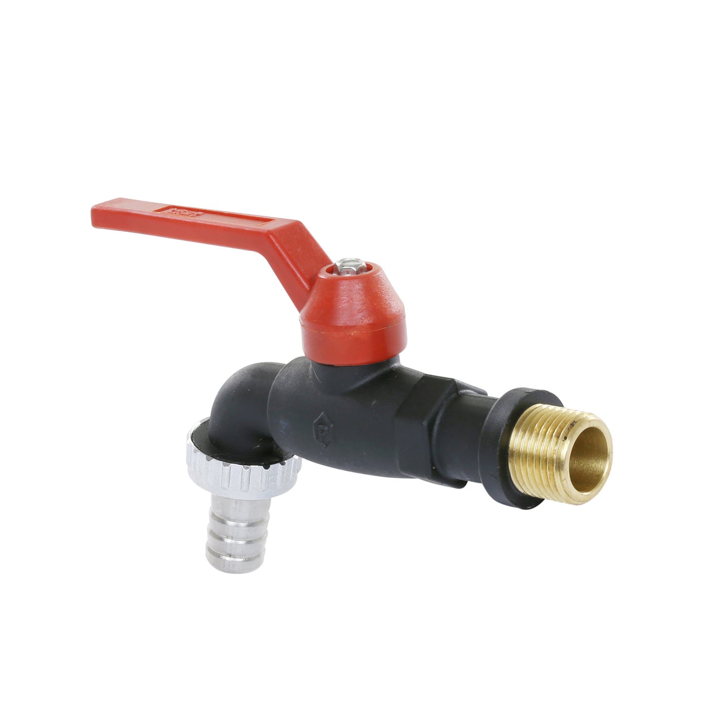 Trunnion ball valve, polyamide, 20 bar, ½", metal barb and grommet