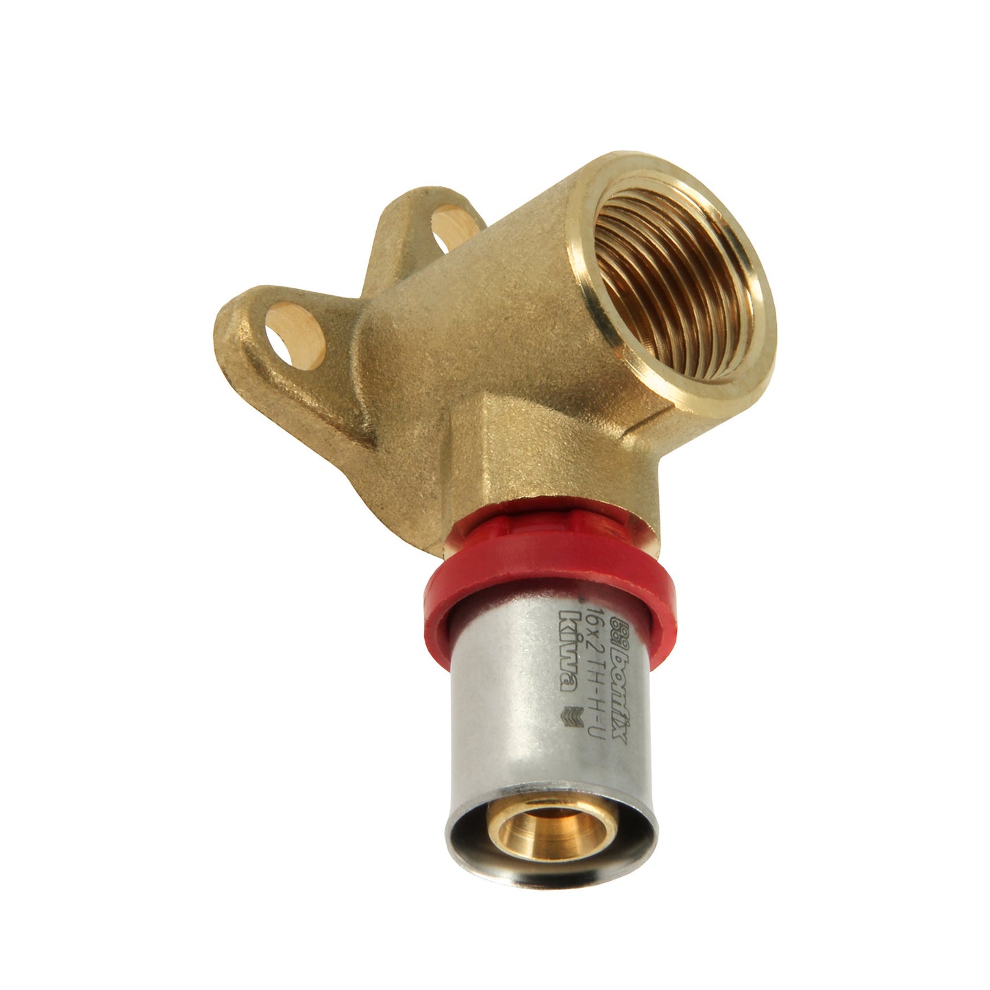 Bonfix Alu-press wall plate elbow, press x female thread, Kiwa, 16 mm x ½", h = 35 mm