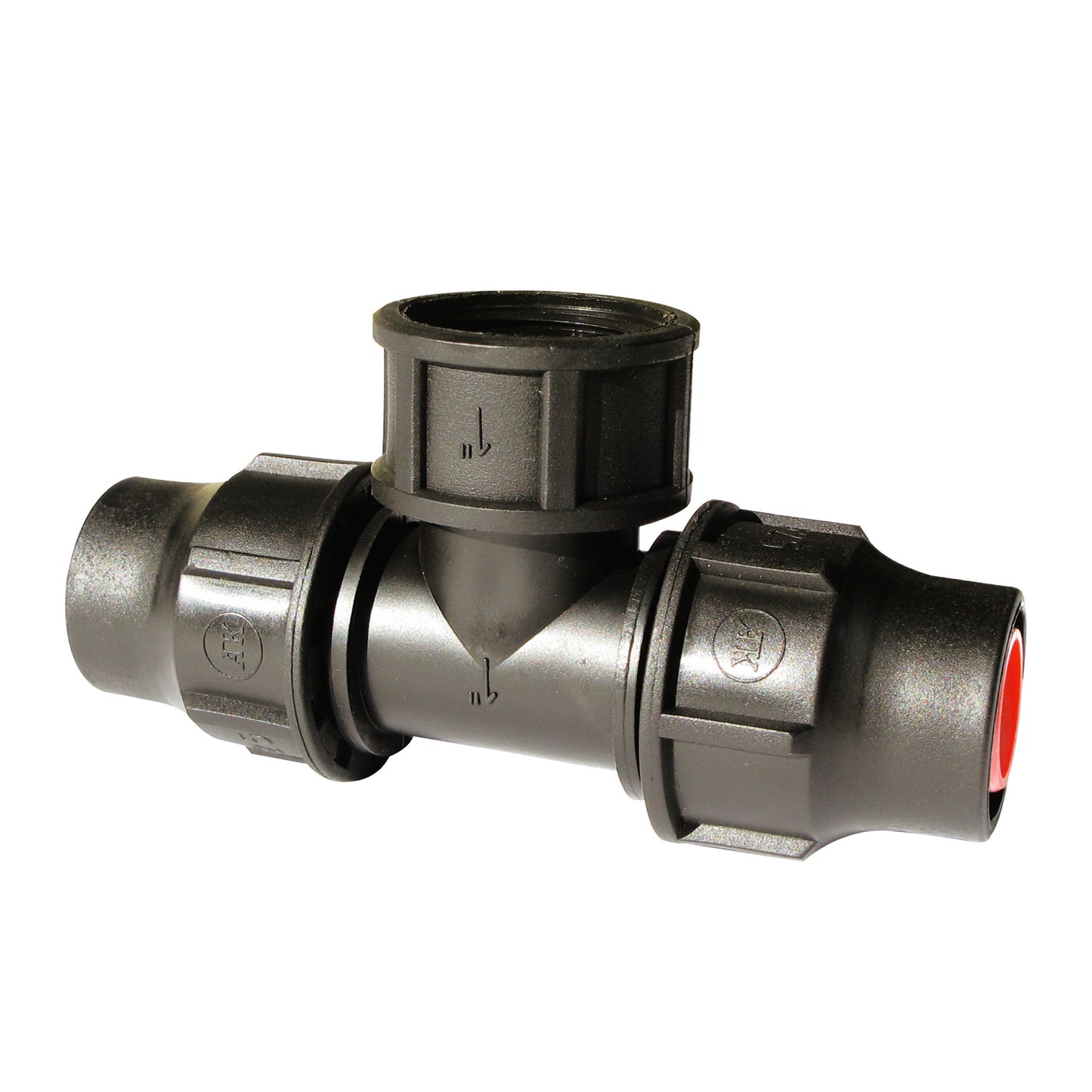 Pieza en T Palaplast de 90°, 2 abrazaderas/1 rosca hembra, 16 mm x ½"