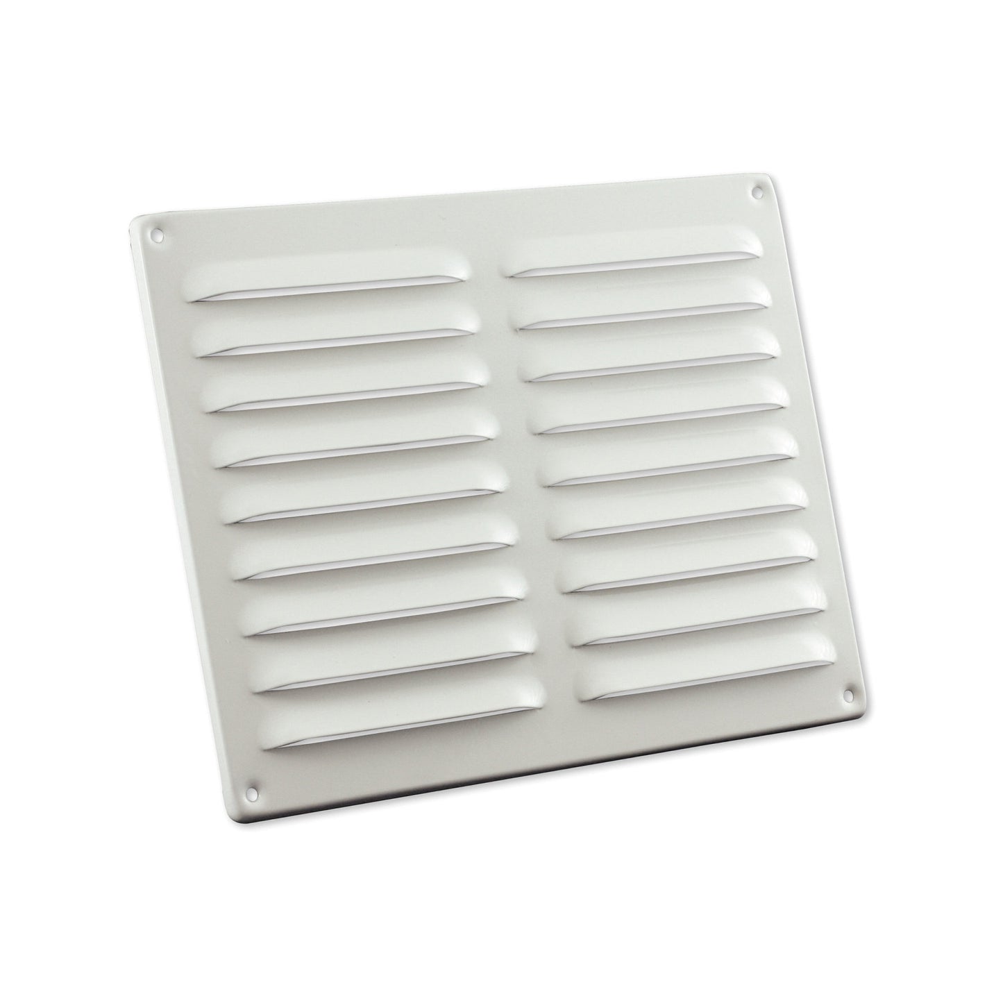 Rejilla de láminas Nedco, aluminio, láminas pequeñas, borde plegado, 250 x 200 mm, color blanco