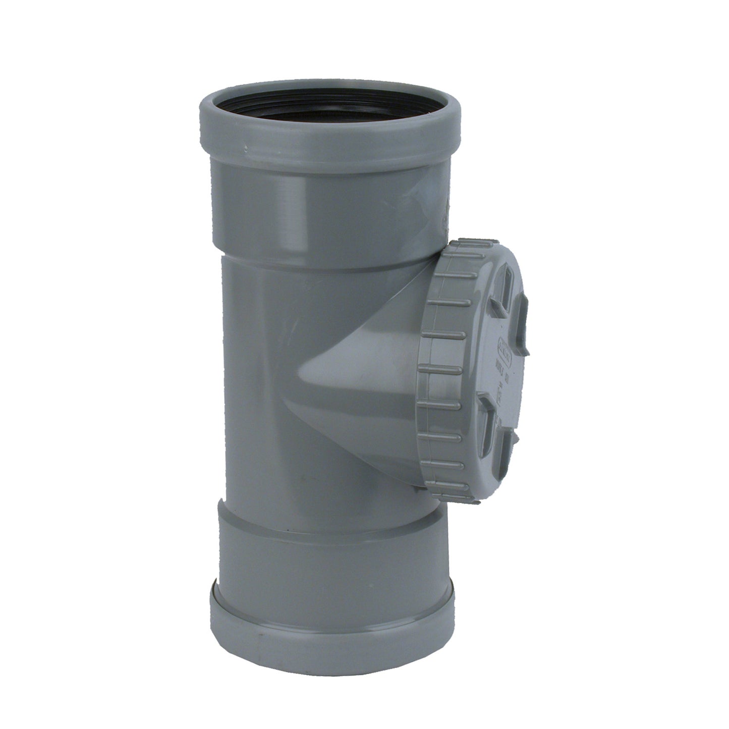 Wavin access piece with screw cap, PVC, 2x cuff, grey, KOMO, SN4, 110 mm