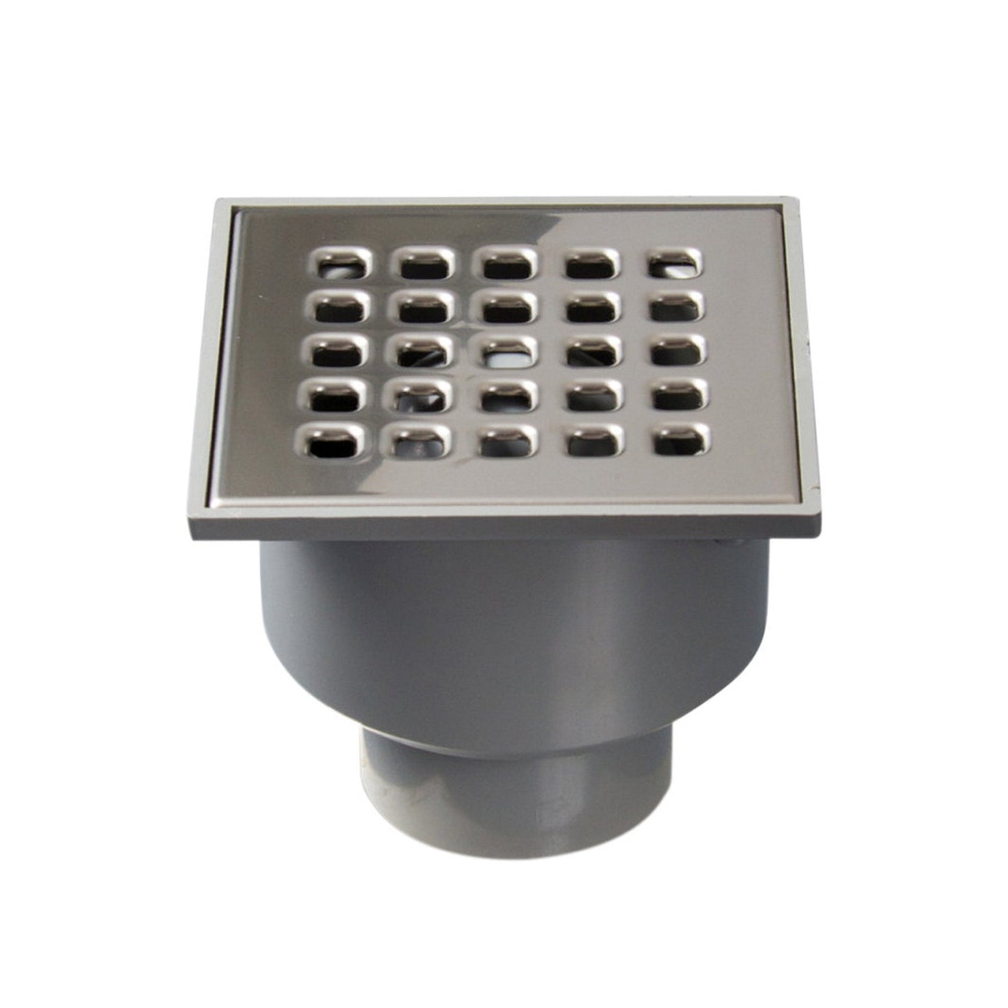 Floor drain with SS grate, PVC/SS, non-adjustable, 105x105 mm, bottom outlet 40/50 mm