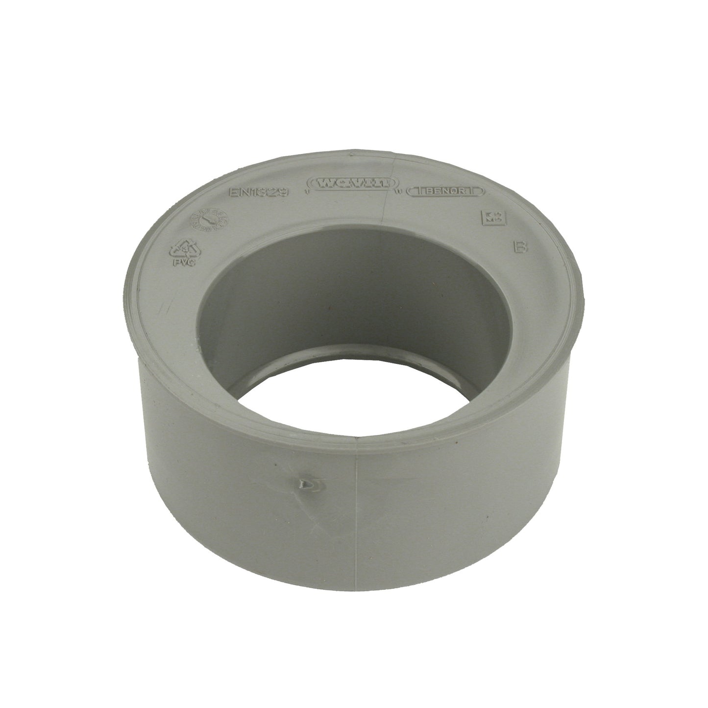 Wavin reducing ring, PVC, eccentric, internal x external glue, grey, KOMO, 125 x 50 mm