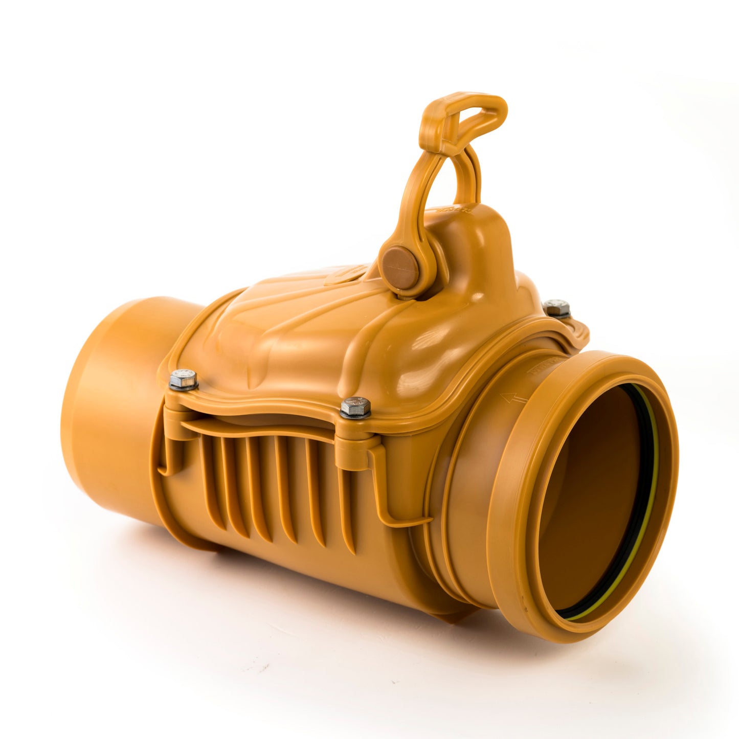 Karmat access piece + stainless steel check valve and lock, PP, cuff x spigot, red brown, 125 mm