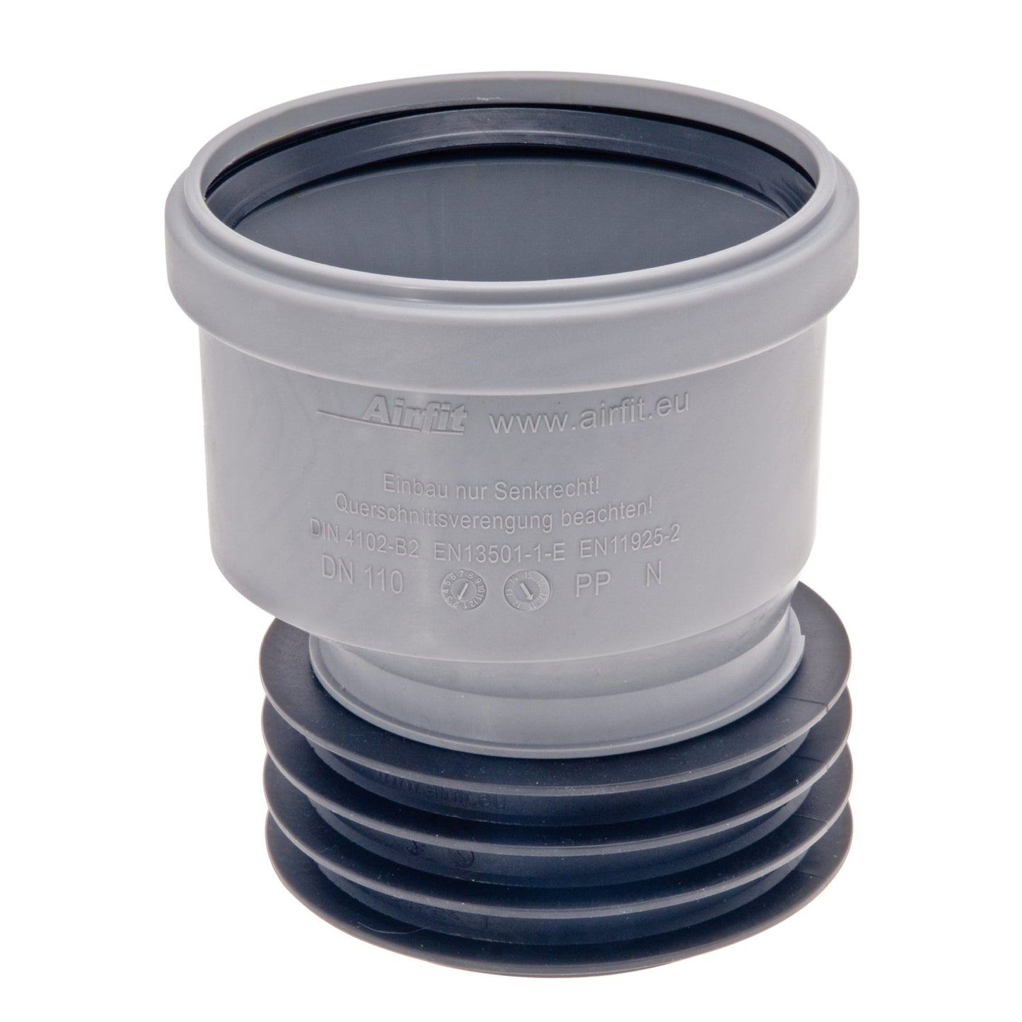 Inserto Airfit, PP, excéntrico, espiga cónica/puño doble, gris, 110 x 110 mm