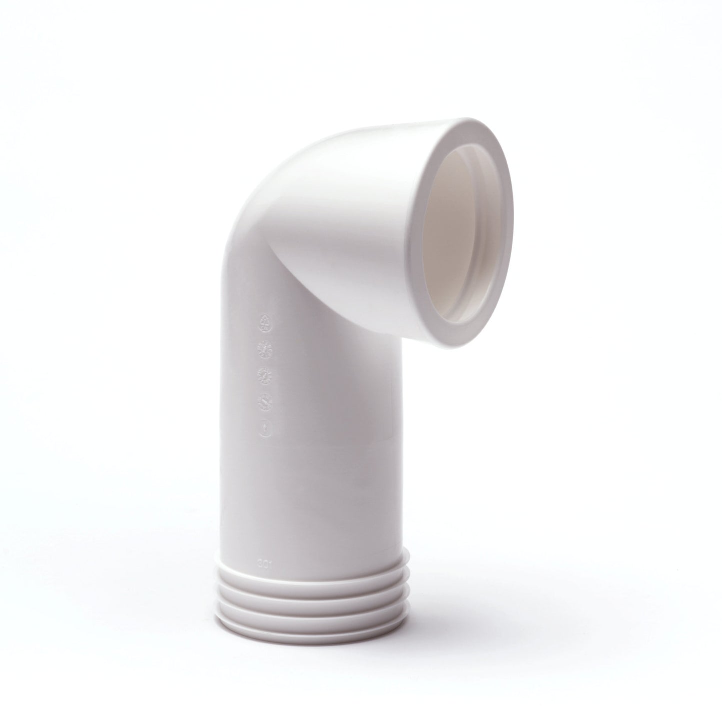 Wisa toilet drain bend 90°, no. 301A, l = 180 mm, Ø 100/110 mm, white