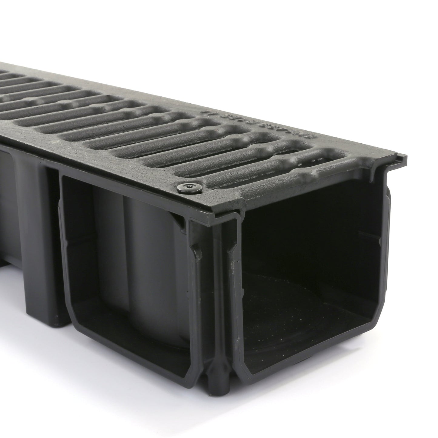 Nicoll drainage channel, type Connecto 100, PP, incl. CI slotted grating, B125, 100x13.6x9.8 cm