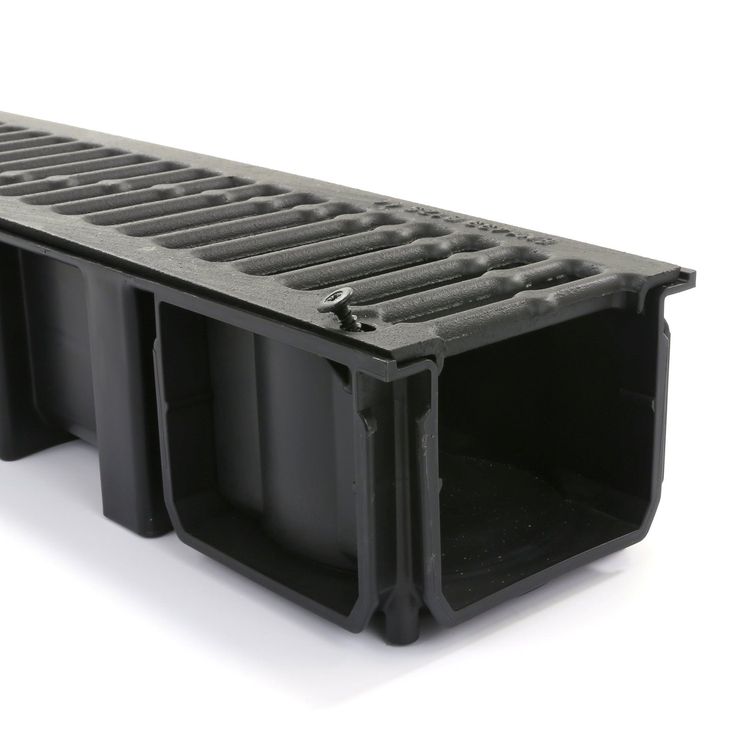 Nicoll drainage channel, type Connecto 100, PP, incl. CI slotted grating, B125, 100x13.6x9.8 cm