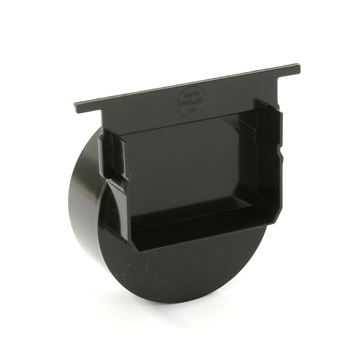Nicoll end piece, type Connecto 100, PVC, black, for art. no. 254299 and 254338, 110 mm