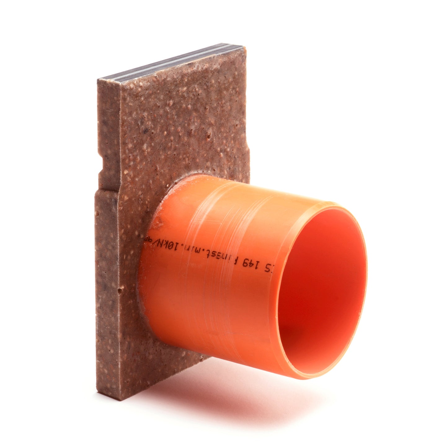 Anrin end piece with outlet, type KE-100, polymer concrete, galvanized edge, 13.6 x 15 cm, 110 mm