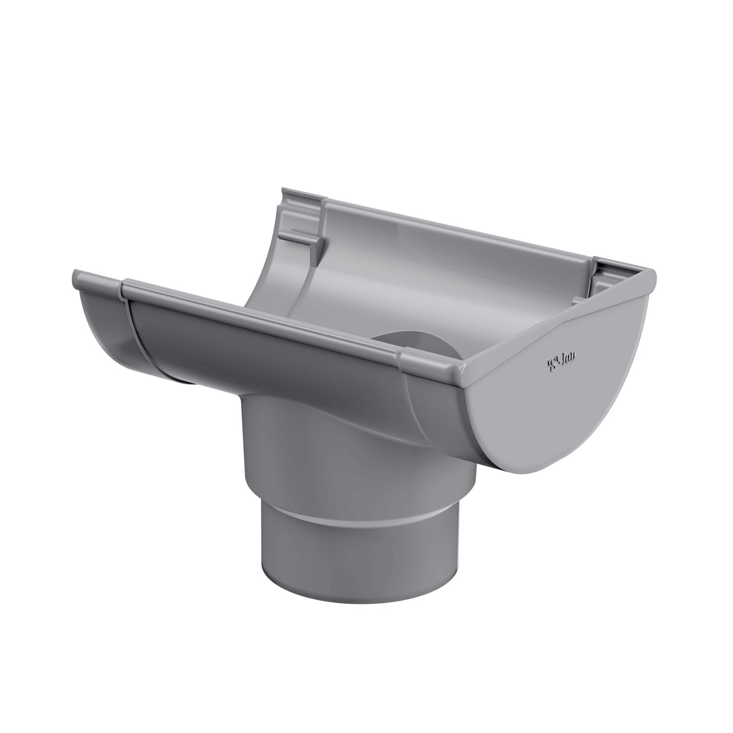 S-lon end spout for half round gutter, PVC, 4", spout 70 mm, grey