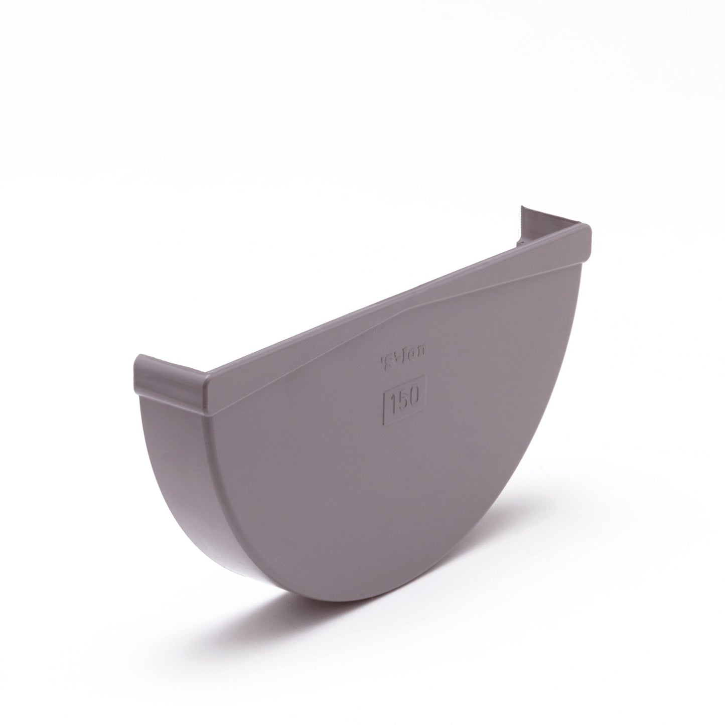 S-lon end piece for half round gutter, PVC, left/right, 4", grey