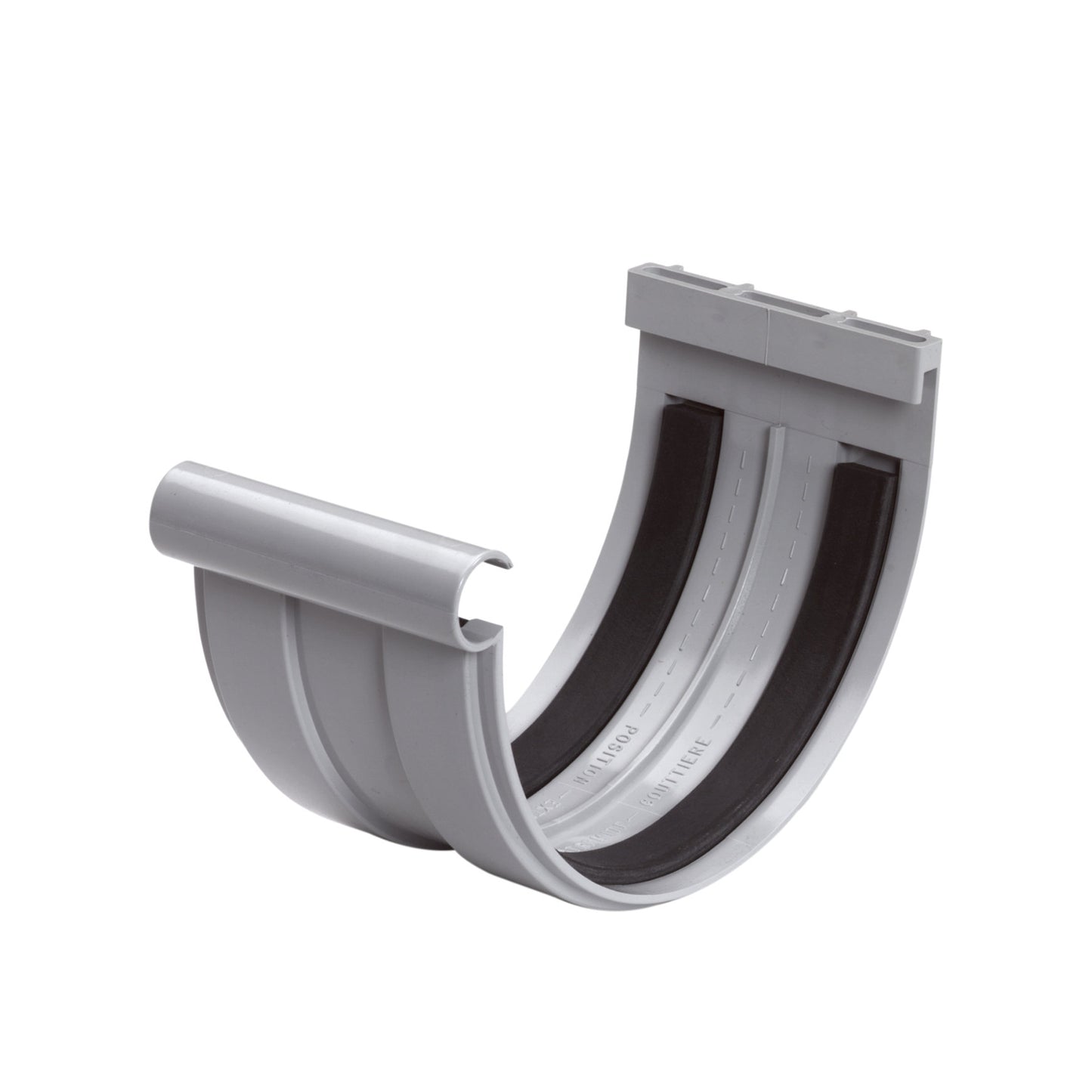 Nicoll Techtan connecting piece for half round gutter, PVC, clamp, 170 mm, light grey