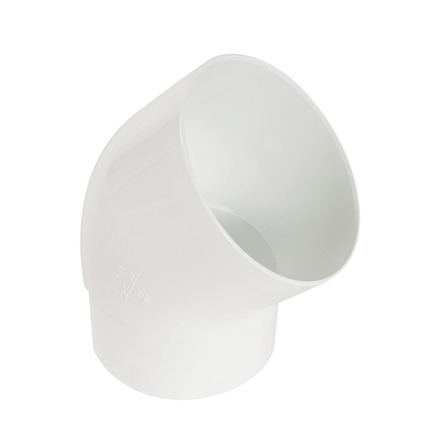 Codo para agua de lluvia Nicoll Techtan de 45°, PVC, cola interior x espiga cónica, blanco, RAL 9010, 100 mm