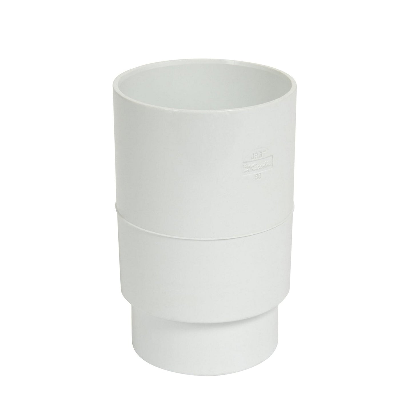 Nicoll Techtan extended rainwater socket, PVC, internal glue x tapered spigot, white, RAL 9010, 80mm