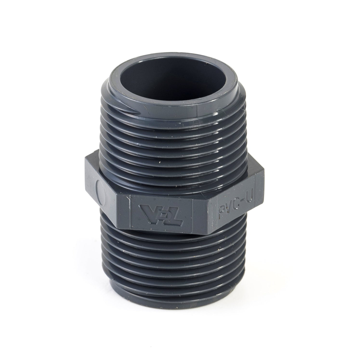 Boquilla doble VDL, PVC, 2x rosca macho, 16 bar, 2"