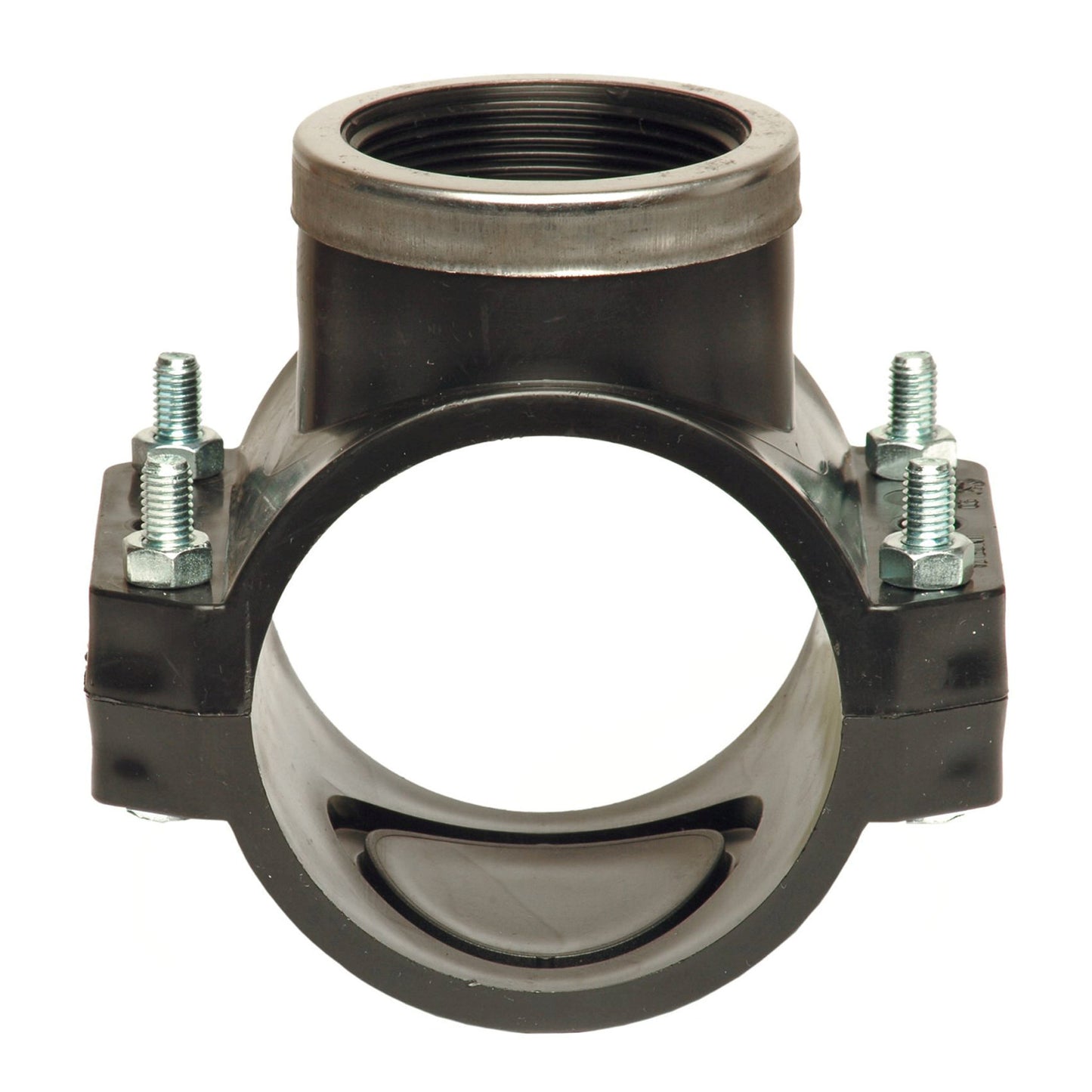 Unidelta clamp saddle, PP, 1x female thread, black, incl. bolts and nuts, 32 mm x 1"