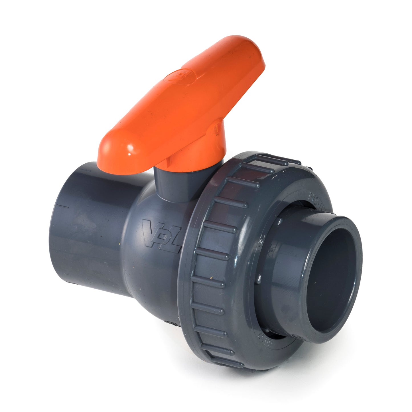 VDL ball valve, PVC, 2x internal glue / 1x union nut, 16 bar, 50 mm, EPDM