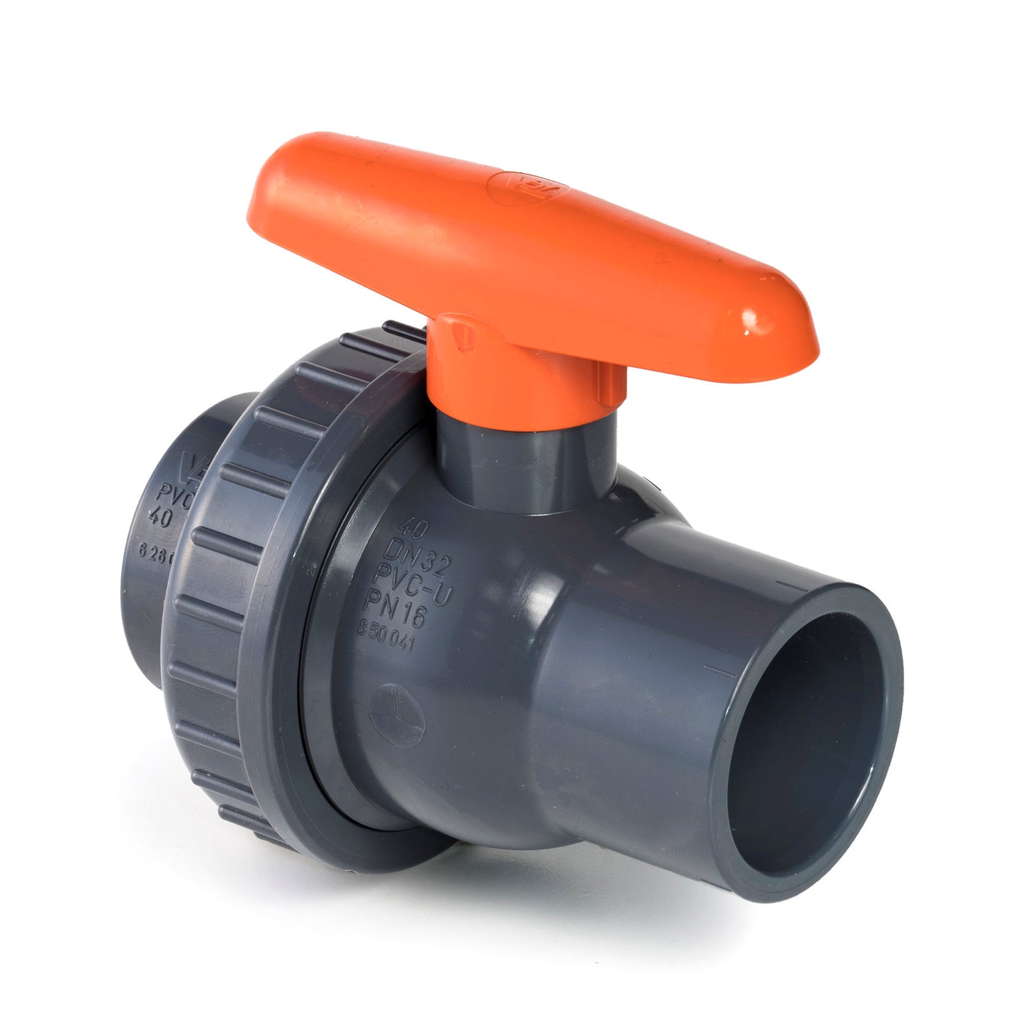 VDL ball valve, PVC, 2x internal glue / 1x union nut, 16 bar, 50 mm, EPDM