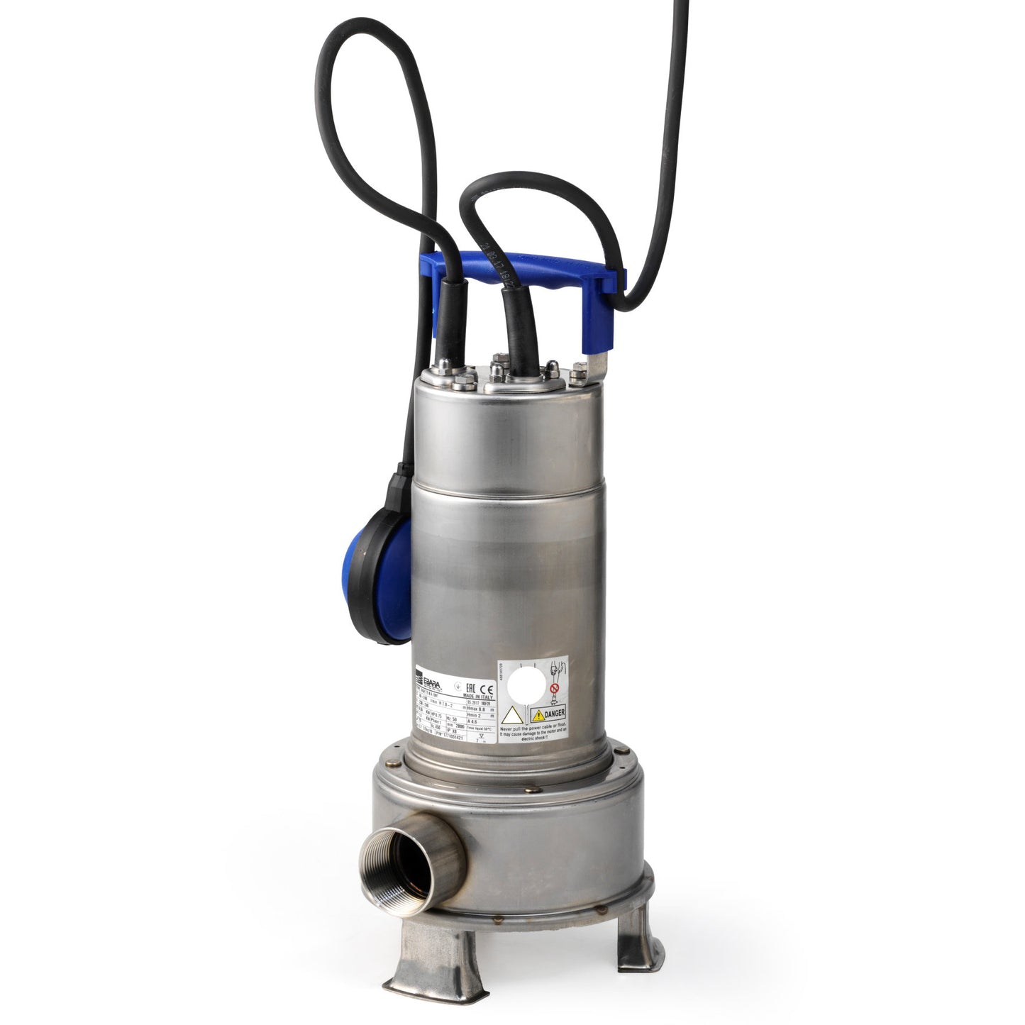 Bomba sumergible Ebara para aguas limpias y residuales, SS, Derecha 75 MA, 0,55 kW, 230 V, flotador