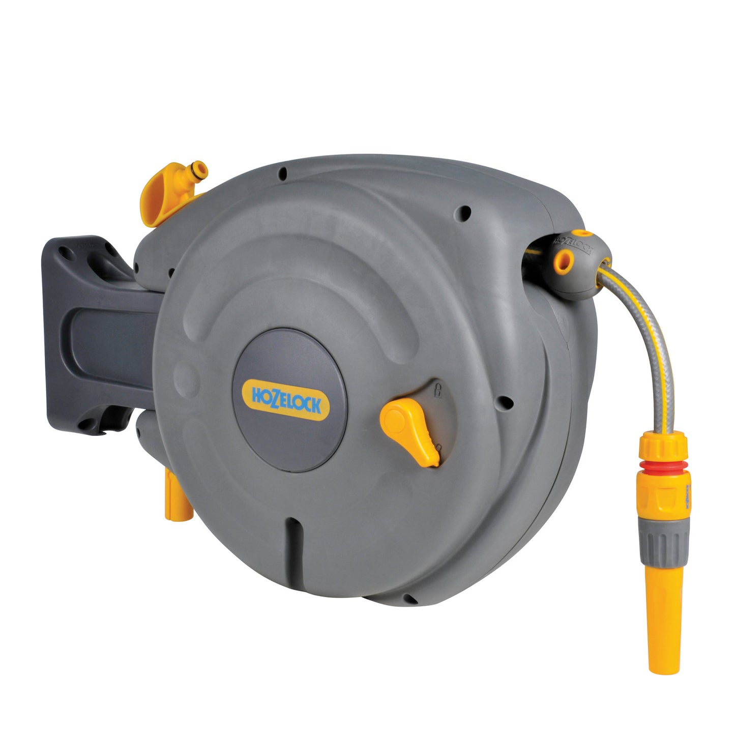 Hozelock AutoReel Mini, self-winding hose reel, incl. 10 m hose, starter kit and garden nozzle