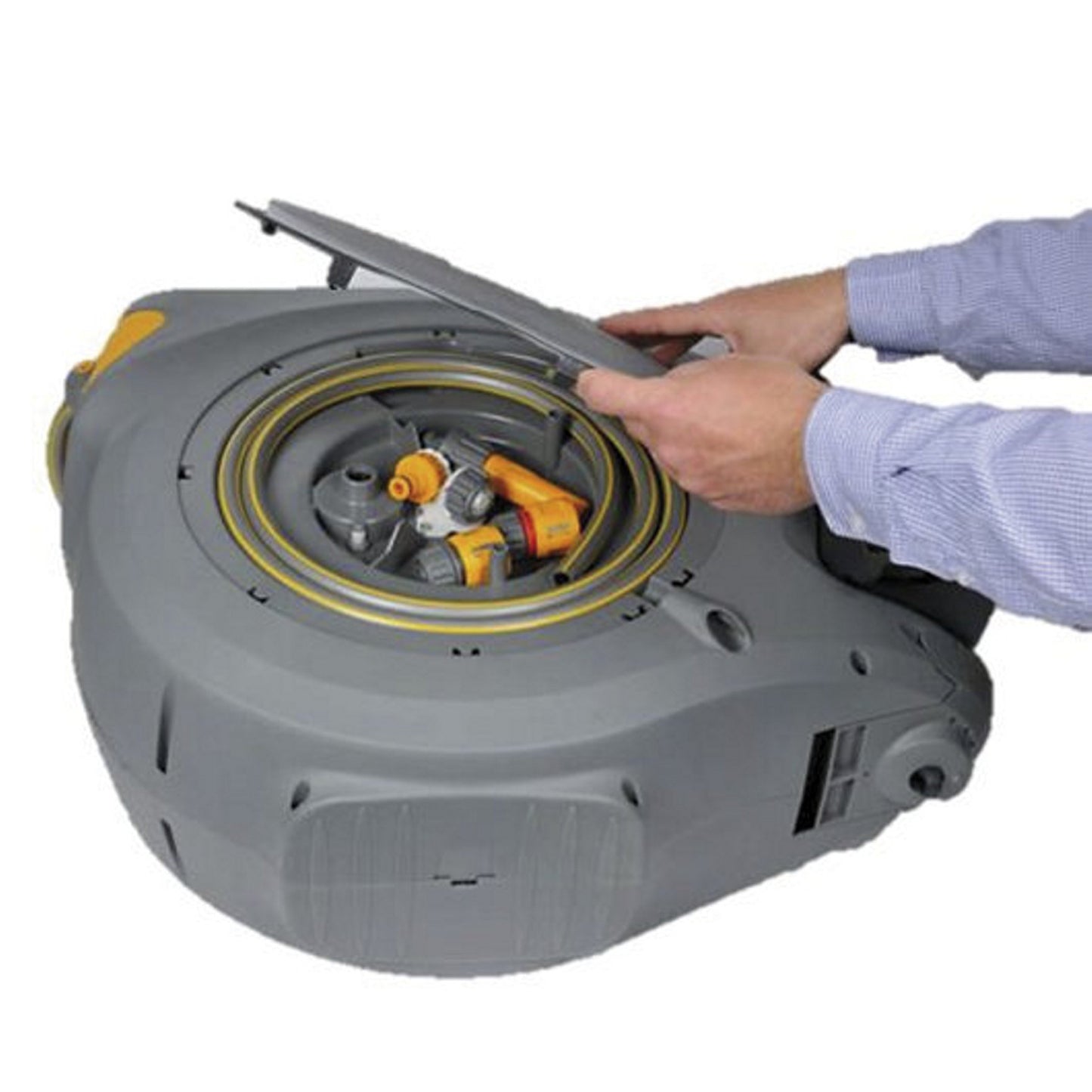 Hozelock AutoReel hose reel, self-winding, incl. 40 m hose, starter kit and garden nozzle