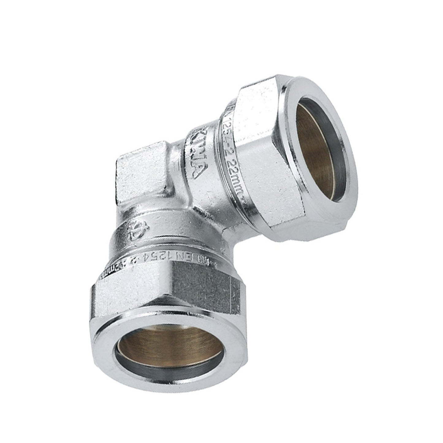Bonfix elbow 90°, tinned brass, 2x compression, Kiwa / Gastec QA, 15 mm