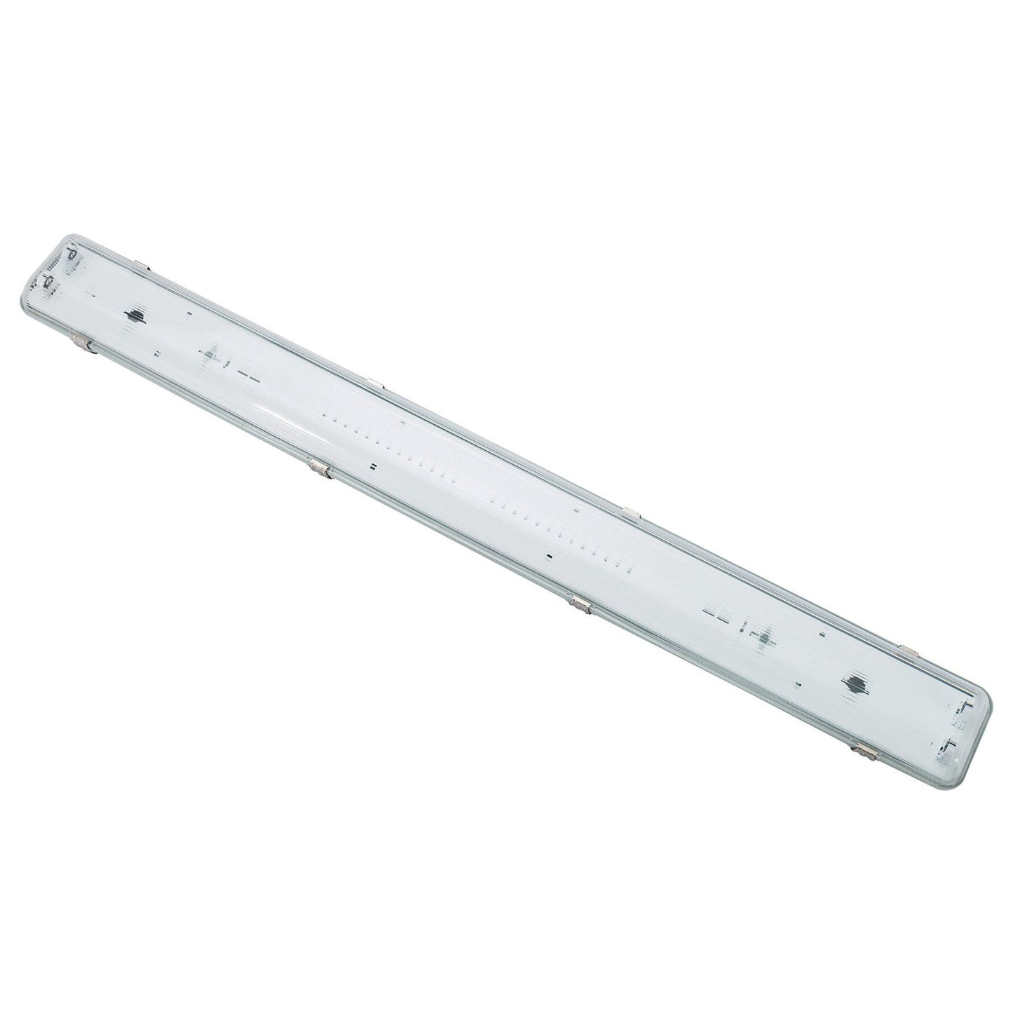 Adurolight® LED fluor. lumin. excl. tubes, dbl, spl.prf., incl. PC cap and stnls stl clip, 2x1.5 m