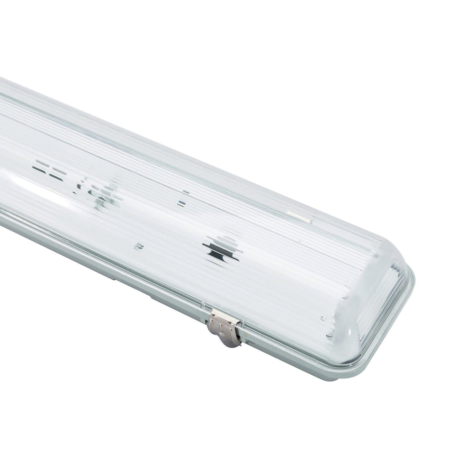 Adurolight® LED fluor. lumin. excl. tubes, dbl, spl.prf., incl. PC cap and stnls stl clip, 2x1.5 m