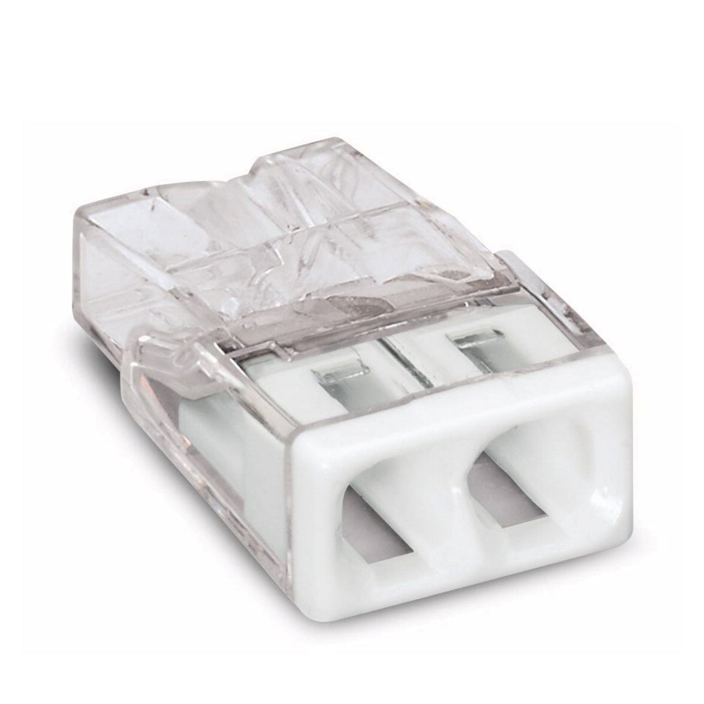 Wago push-in wire connector, compact, transparent/white, type 2273-202, 2x 0.5 - 2.5 mm², 100 pieces