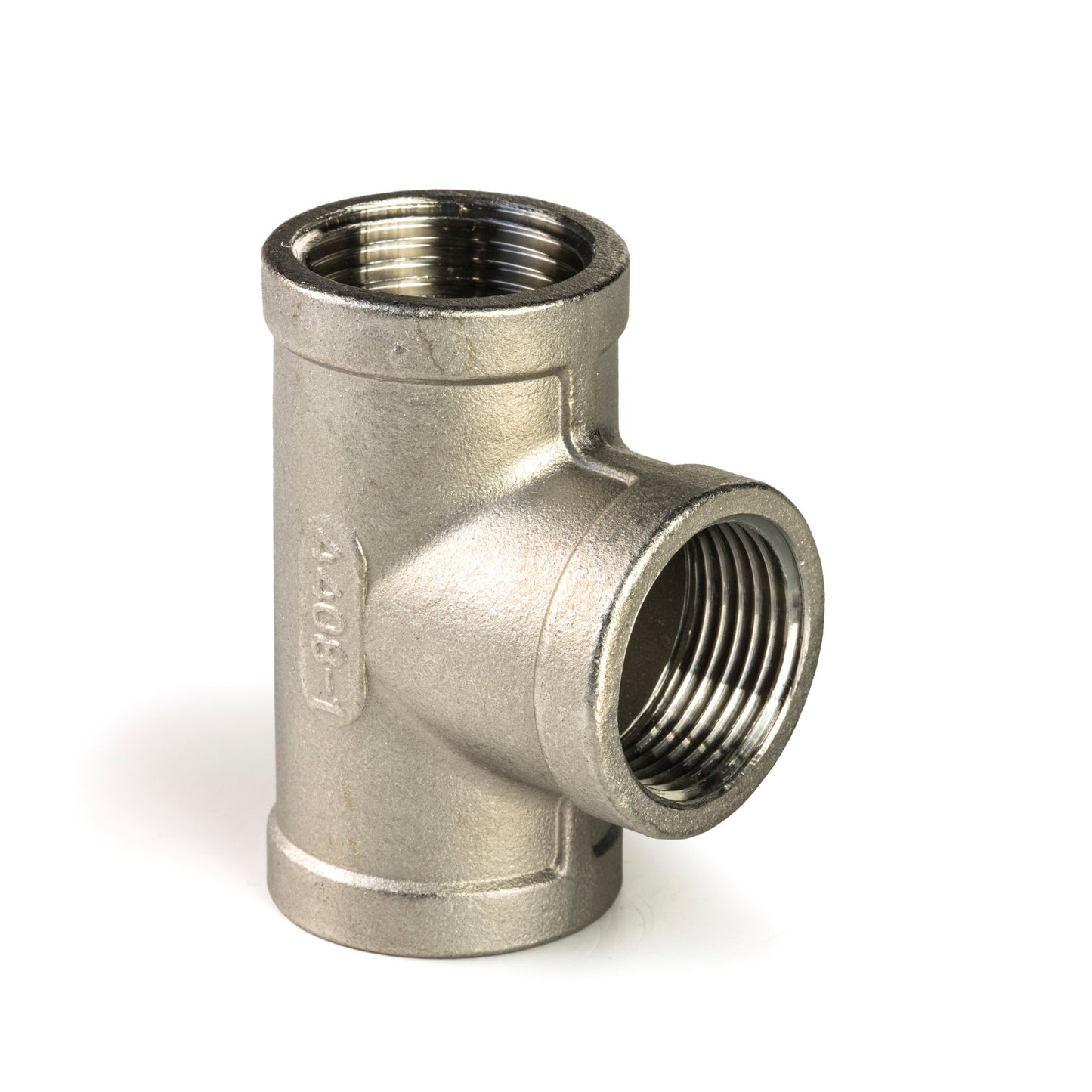 T-piece 90°, stainless steel, "lost wax", 3x female thread, BSP 1"