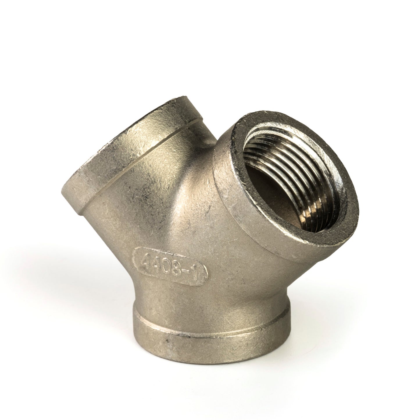 Y-piece 45°, stainless steel, "lost wax", 3x female thread, BSP 1"