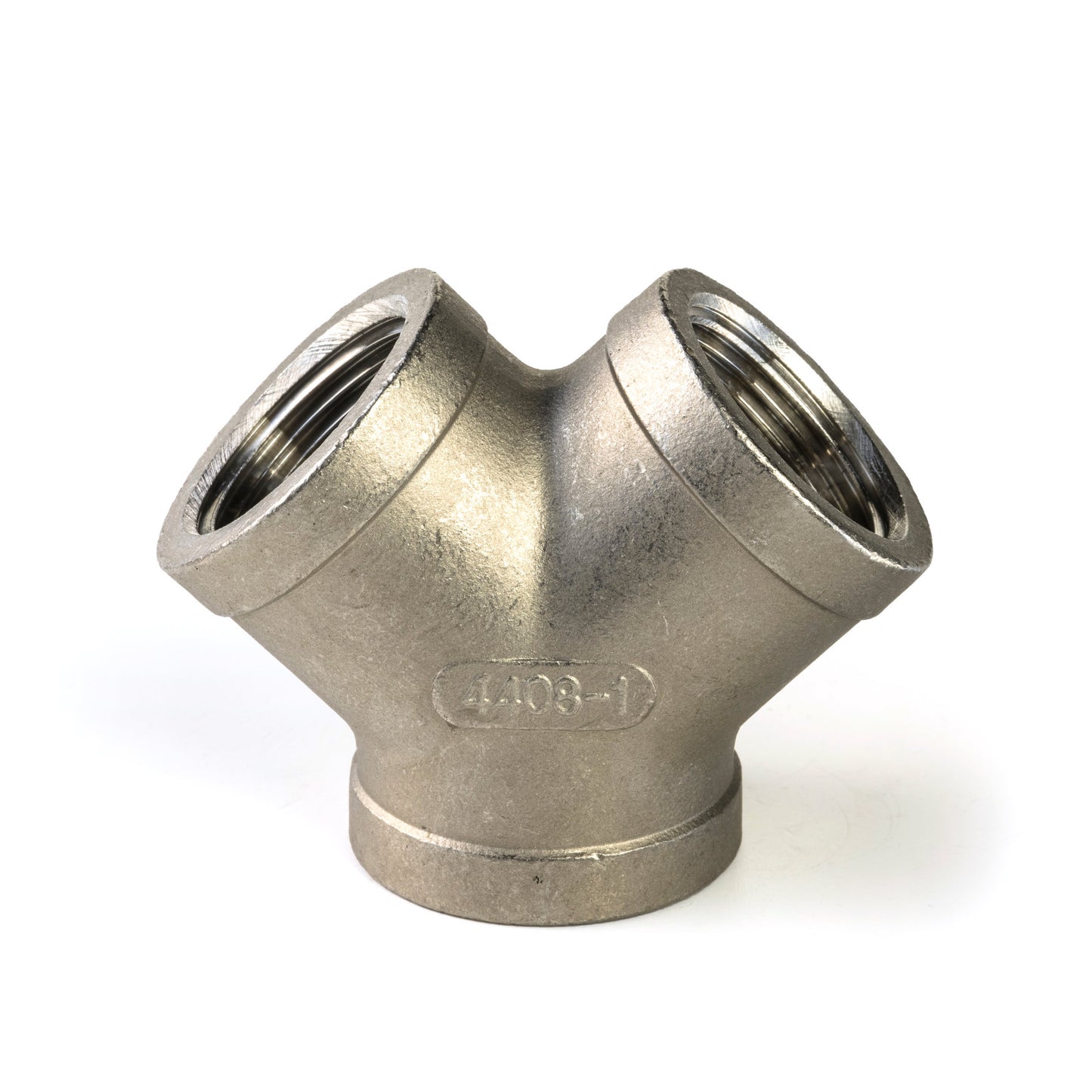 Y-piece 45°, stainless steel, "lost wax", 3x female thread, BSP 1"