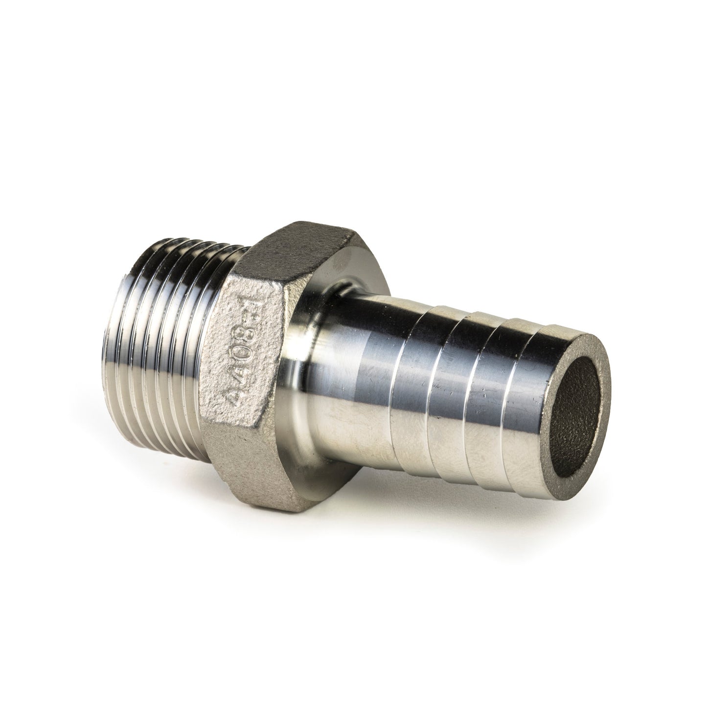 Hose barb, stainless steel, "lost wax", 1x male thread, BSP 1" x 25.4 mm