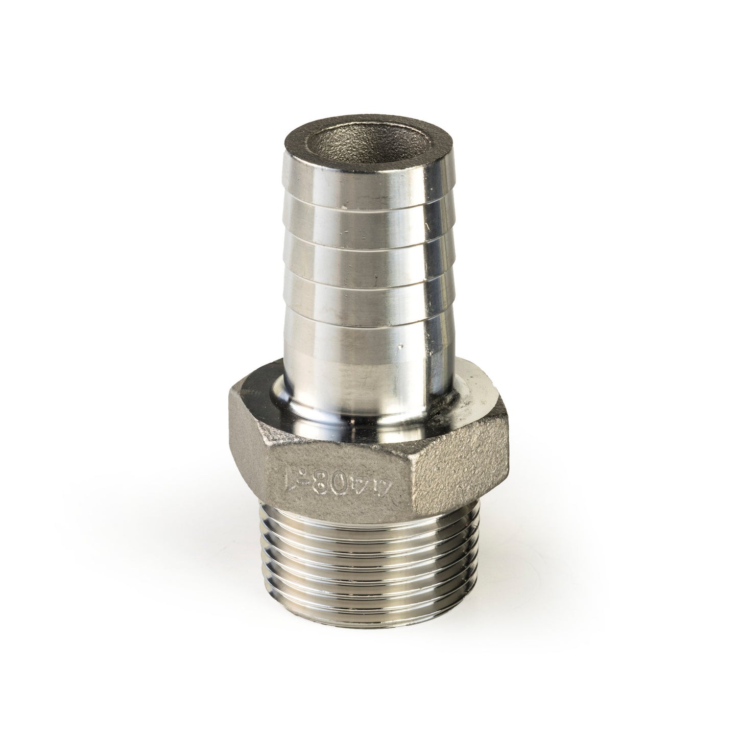 Hose barb, stainless steel, "lost wax", 1x male thread, BSP 1" x 25.4 mm