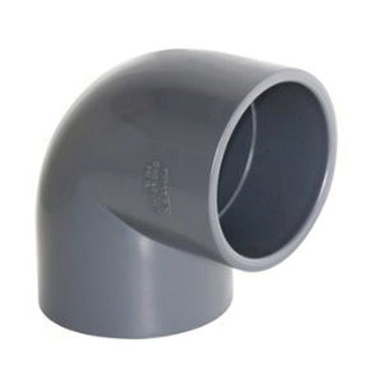 Pimtas elbow 90°, PVC, 2x internal glue, 16 bar, 63 mm