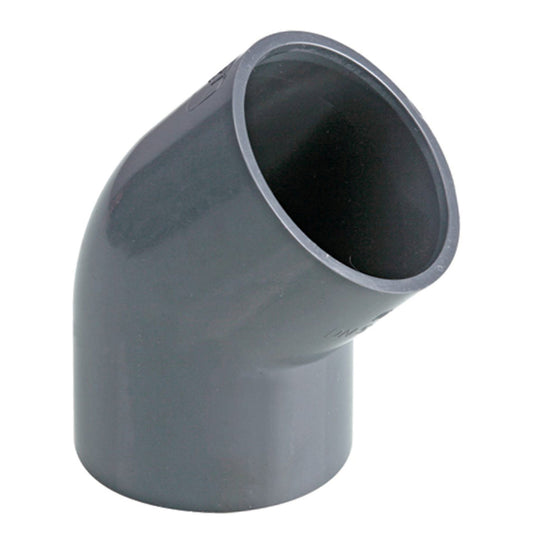 Pimtas elbow 45°, PVC, 2x internal glue, 16 bar, 63 mm