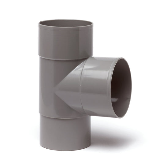 Pieza en T para agua de lluvia Dyka 87,5°, PVC, 2x pegamento interior, 1x espiga cónica, gris, 70 mm