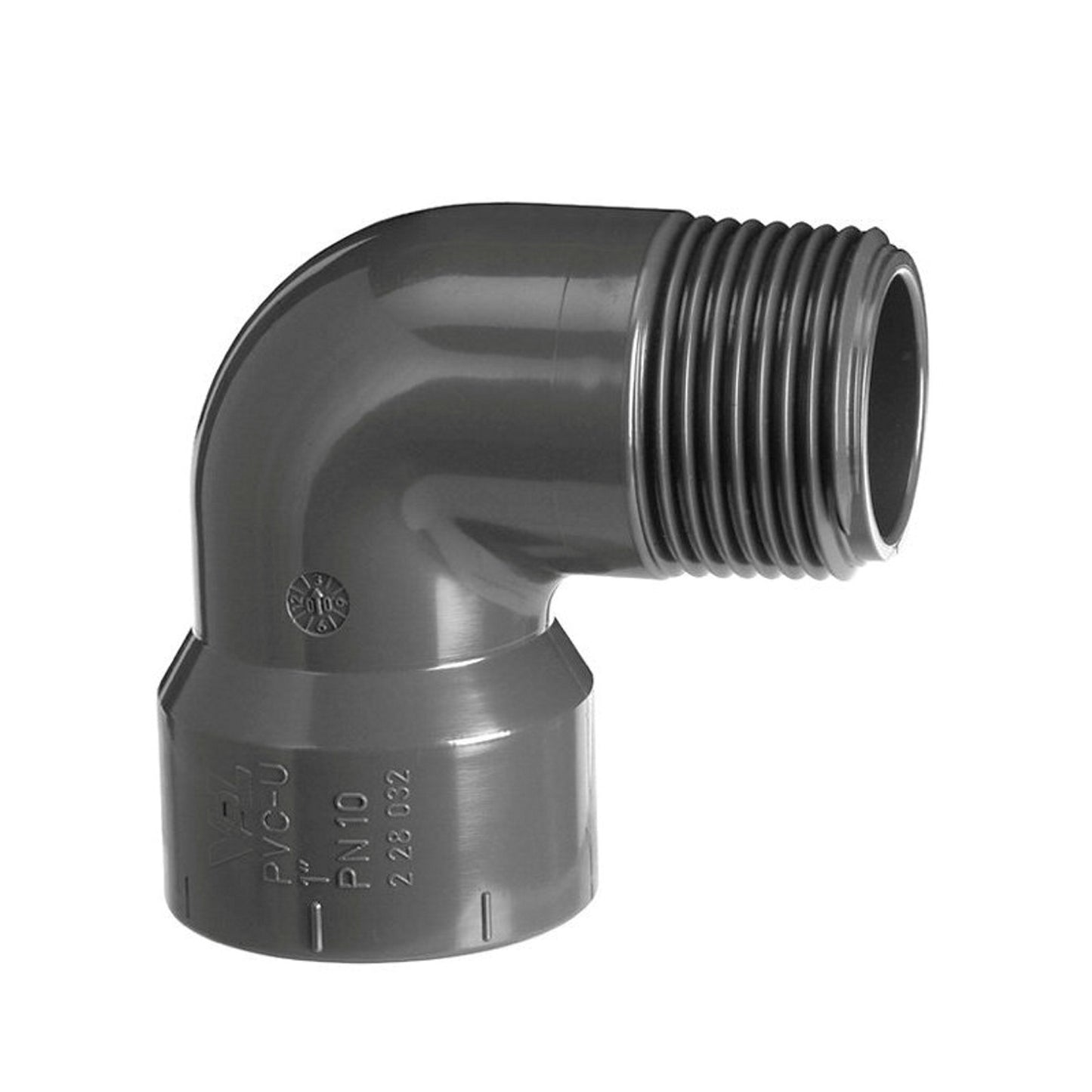 VDL threaded elbow 90°, PVC, female thread x external thread, 10 bar, ½" x ½"