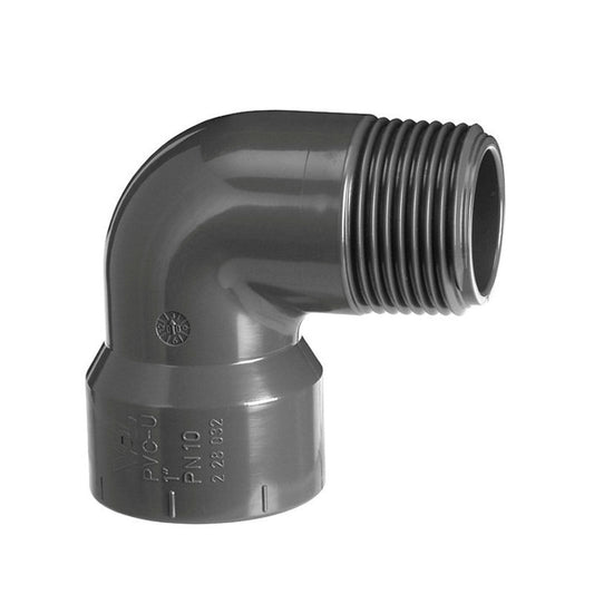 VDL threaded elbow 90°, PVC, female thread x external thread, 10 bar, ½" x ½"