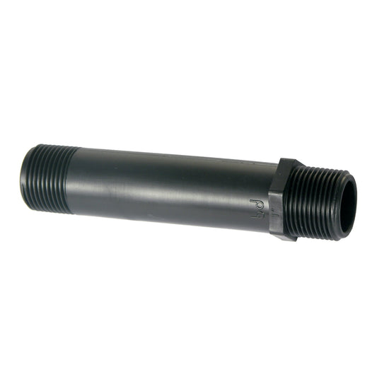 Boquilla de barril BD, PP, 10 bar, 2 roscas macho, ½", l = 151,5 mm