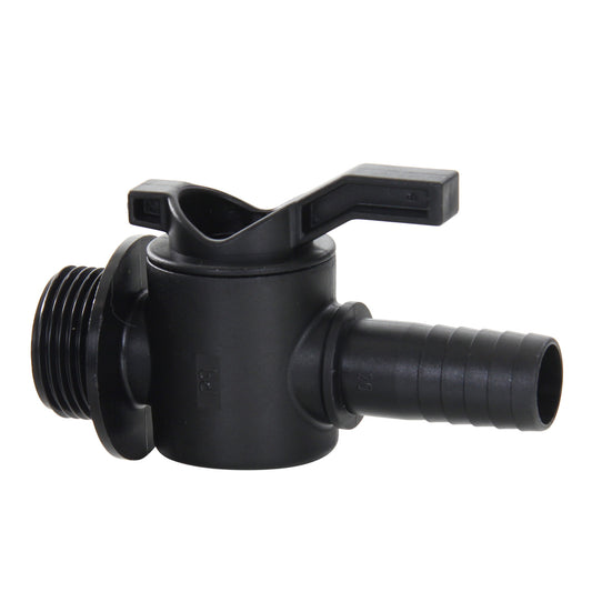 BD ball valve, PP, male thread x hose barb, 1" x 20 mm