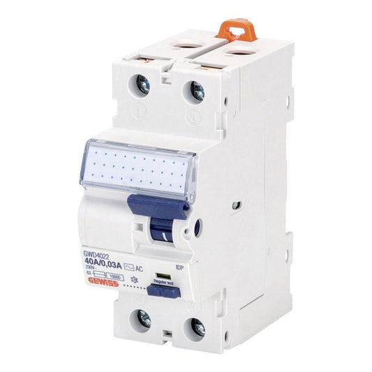 ‌Gewiss residual current circuit breaker, 2-pole, class A, 230 V, 40 A, 30 mA