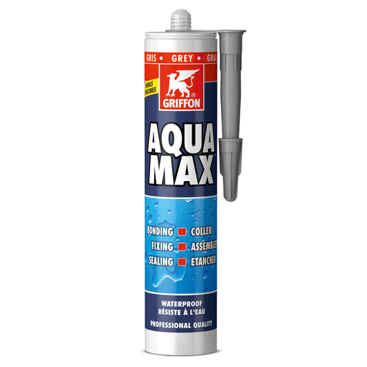 Griffon Aqua Max water-resistant, solvent-free mounting adhesive and sealing kit, grey, 425 gr