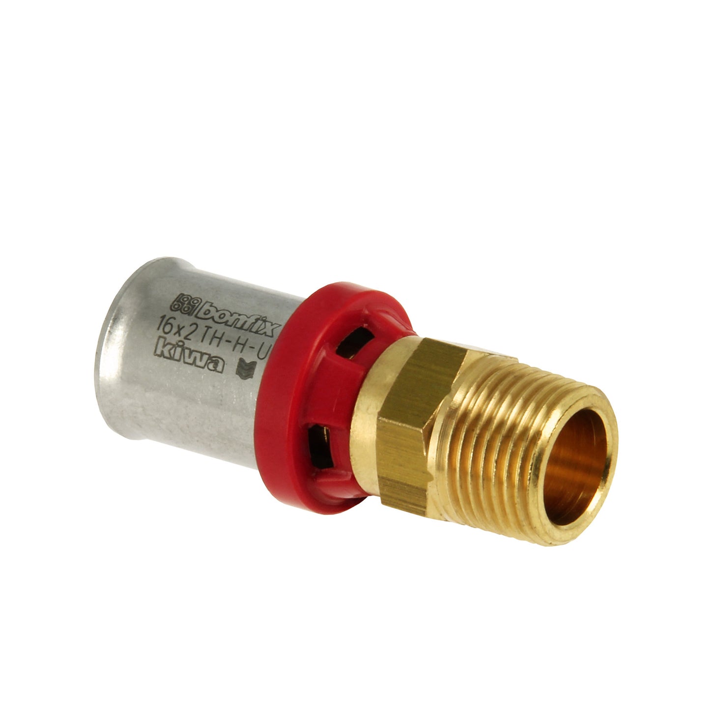 Bonfix Alu-press male adapter, press x male thread, Kiwa, 16 mm x ¾"