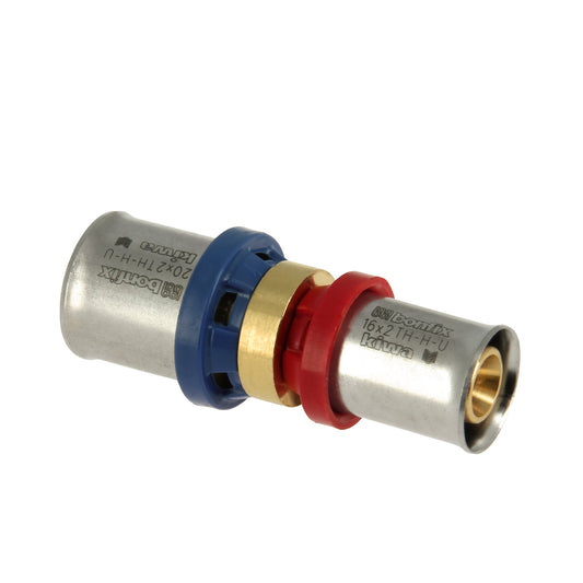 Acoplamiento reductor Bonfix Alu-press, 2x prensa, Kiwa, 26 x 20 mm