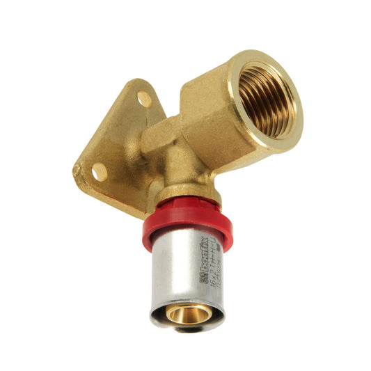 Bonfix Alu-press wall plate elbow, press x female thread, Kiwa, 16 mm x ½", h = 47 mm